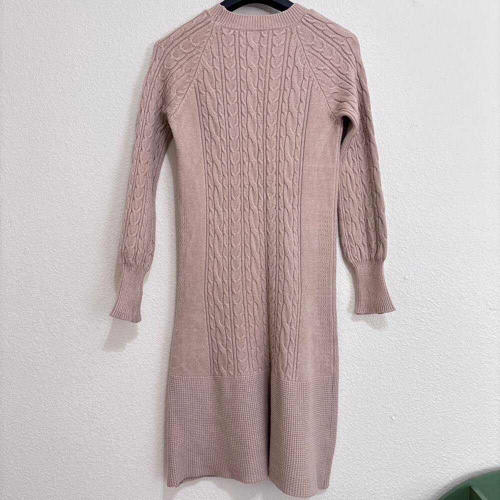 Cable Knit Sweater Dress Women Blush Pink Size S Cottagecore Cozy Chic Soft Girl - Picture 3 of 10